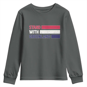 Vintage Retro Stand With Greenland Youth Sweatshirt Support Greenlander Gift TS12 Dark Heather Print Your Wear
