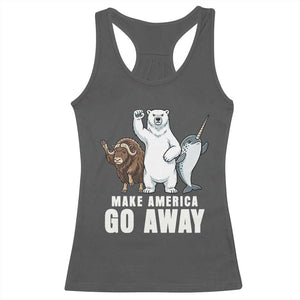 Funny Make America Go Away Racerback Tank Top Anti Authoritarian Political Gag Gift TS12 Dark Heather Print Your Wear