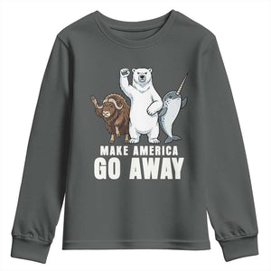 Funny Make America Go Away Youth Sweatshirt Anti Authoritarian Political Gag Gift TS12 Dark Heather Print Your Wear