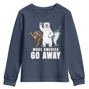 Funny Make America Go Away Youth Sweatshirt Anti Authoritarian Political Gag Gift TS12 Navy Print Your Wear