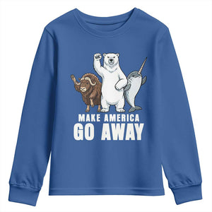 Funny Make America Go Away Youth Sweatshirt Anti Authoritarian Political Gag Gift TS12 Royal Blue Print Your Wear