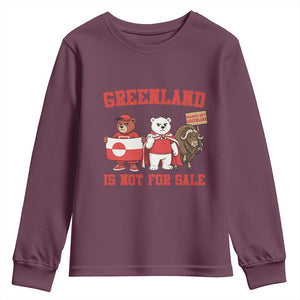 Greenland Is Not For Sale Youth Sweatshirt Greenland Lover Support TS12 Maroon Print Your Wear