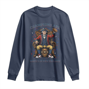 Champions Are Maye'd In NE Long Sleeve Shirt Football Quarterback Number 10 TS12 Navy Print Your Wear