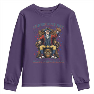 Champions Are Maye'd In NE Youth Sweatshirt Football Quarterback Number 10 TS12 Purple Print Your Wear