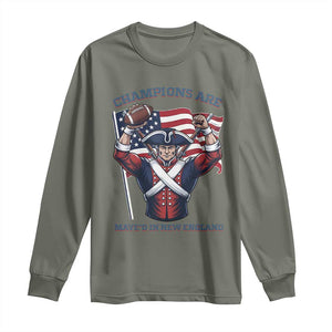 Champions Are Maye'd In New England Long Sleeve Shirt Funny Quarterback Football Fan TS12 Military Green Print Your Wear