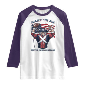 Champions Are Maye'd In New England Raglan Shirt Funny Quarterback Football Fan TS12 White Purple Print Your Wear