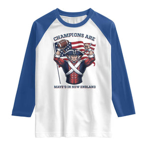 Champions Are Maye'd In New England Raglan Shirt Funny Quarterback Football Fan TS12 White Royal Print Your Wear