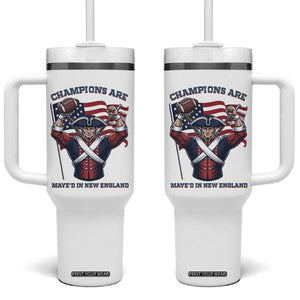 Champions Are Maye'd In New England Tumbler With Handle Funny Quarterback Football Fan TS12 One Size: 40 oz White Print Your Wear