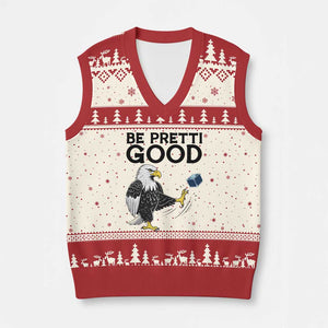 American Eagle Be Pretti Good V-Neck Knit Sweater Vest Minneapolis Support Gift TS12 Beige Red Print Your Wear