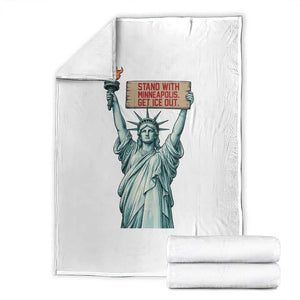 Stand With Minneapolis Throw Blanket Statue Of Liberty Torch Justice Support TS12 White Print Your Wear
