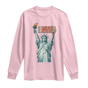 Stand With Minneapolis Long Sleeve Shirt Statue Of Liberty Torch Justice Support TS12 Light Pink Print Your Wear