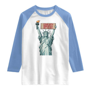Stand With Minneapolis Raglan Shirt Statue Of Liberty Torch Justice Support TS12 White Carolina Blue Print Your Wear