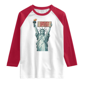 Stand With Minneapolis Raglan Shirt Statue Of Liberty Torch Justice Support TS12 White Red Print Your Wear