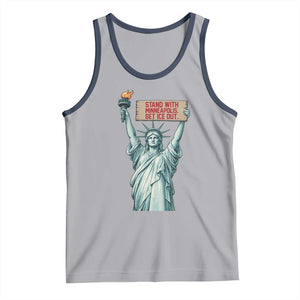 Stand With Minneapolis Tank Top Statue Of Liberty Torch Justice Support TS12 Athletic Heather Navy Print Your Wear