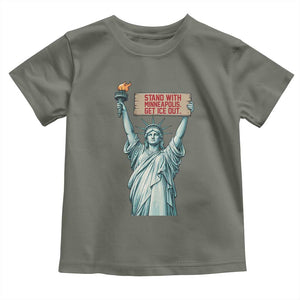 Stand With Minneapolis Toddler T Shirt Statue Of Liberty Torch Justice Support TS12 Military Green Print Your Wear