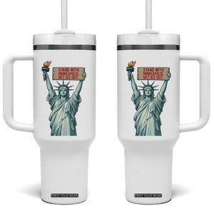 Stand With Minneapolis Tumbler With Handle Statue Of Liberty Torch Justice Support TS12 One Size: 40 oz White Print Your Wear