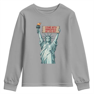 Stand With Minneapolis Youth Sweatshirt Statue Of Liberty Torch Justice Support TS12 Sport Gray Print Your Wear