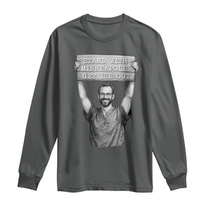 Stand With Minneapolis Long Sleeve Shirt Alex Pretti Memorial ICU Nurse Support TS12 Dark Heather Print Your Wear