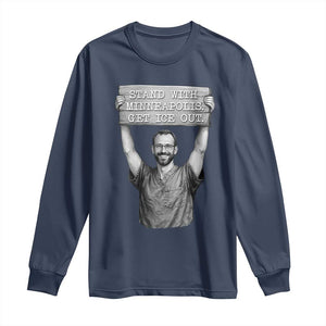Stand With Minneapolis Long Sleeve Shirt Alex Pretti Memorial ICU Nurse Support TS12 Navy Print Your Wear