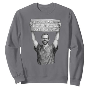 Stand With Minneapolis Sweatshirt Alex Pretti Memorial ICU Nurse Support TS12 Charcoal Print Your Wear