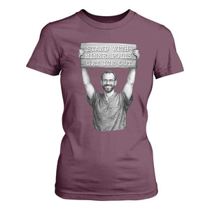 Stand With Minneapolis T Shirt For Women Alex Pretti Memorial ICU Nurse Support TS12 Maroon Print Your Wear