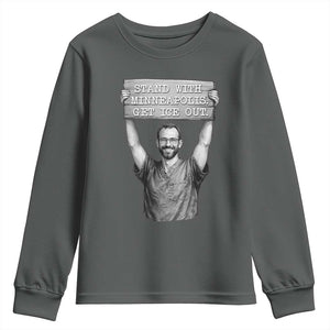Stand With Minneapolis Youth Sweatshirt Alex Pretti Memorial ICU Nurse Support TS12 Dark Heather Print Your Wear