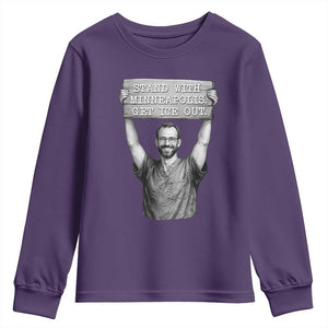 Stand With Minneapolis Youth Sweatshirt Alex Pretti Memorial ICU Nurse Support TS12 Purple Print Your Wear