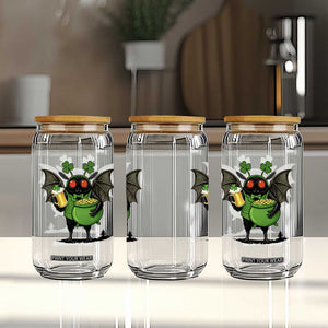 Funny Mothman Glass Can St Patricks Day Cryptid Gift TS12 Print Your Wear