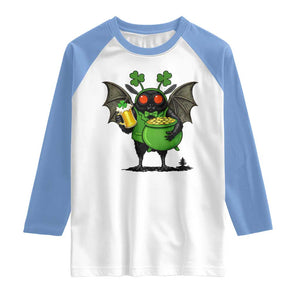 Funny Mothman Raglan Shirt St Patricks Day Cryptid Gift TS12 White Carolina Blue Print Your Wear