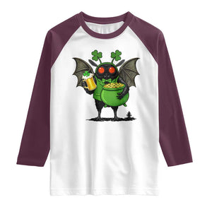 Funny Mothman Raglan Shirt St Patricks Day Cryptid Gift TS12 White Maroon Print Your Wear