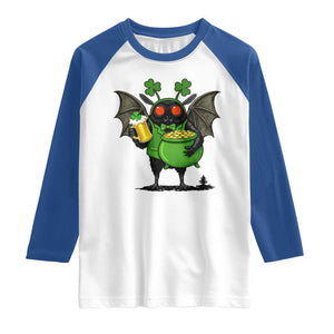 Funny Mothman Raglan Shirt St Patricks Day Cryptid Gift TS12 White Royal Print Your Wear