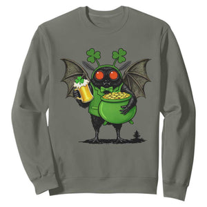 Funny Mothman Sweatshirt St Patricks Day Cryptid Gift TS12 Military Green Print Your Wear