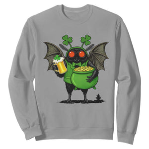 Funny Mothman Sweatshirt St Patricks Day Cryptid Gift TS12 Sport Gray Print Your Wear