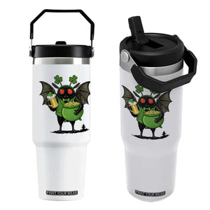 Funny Mothman Flip Straw Tumbler St Patricks Day Cryptid Gift TS12 One Size: 30 oz White Print Your Wear