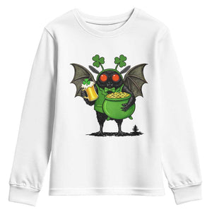 Funny Mothman Youth Sweatshirt St Patricks Day Cryptid Gift TS12 White Print Your Wear