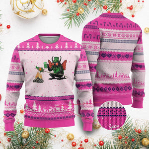 Funny Cryptid Mothman Ugly Christmas Sweater St Patricks Day Gift TS12 Hot Pink Print Your Wear