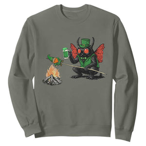 Funny Cryptid Mothman Sweatshirt St Patricks Day Gift TS12 Military Green Print Your Wear