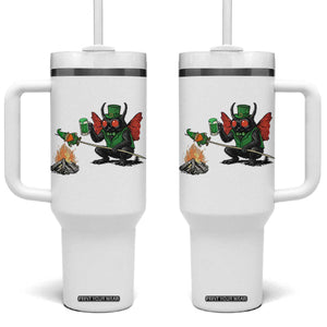 Funny Cryptid Mothman Tumbler With Handle St Patricks Day Gift TS12 One Size: 40 oz White Print Your Wear