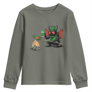 Funny Cryptid Mothman Youth Sweatshirt St Patricks Day Gift TS12 Military Green Print Your Wear