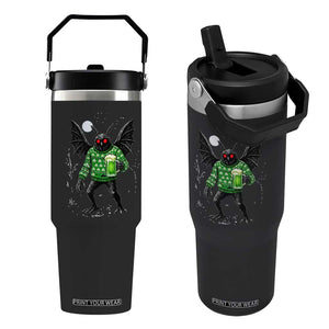Funny Mothman St Patricks Day Flip Straw Tumbler Gift For Cryptid Lovers TS12 One Size: 30 oz Black Print Your Wear