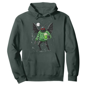 Funny Mothman St Patricks Day Hoodie Gift For Cryptid Lovers TS12 Dark Forest Green Print Your Wear