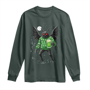 Funny Mothman St Patricks Day Long Sleeve Shirt Gift For Cryptid Lovers TS12 Dark Forest Green Print Your Wear