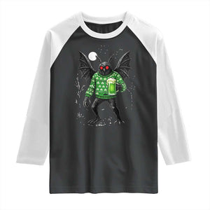 Funny Mothman St Patricks Day Raglan Shirt Gift For Cryptid Lovers TS12 Black White Print Your Wear