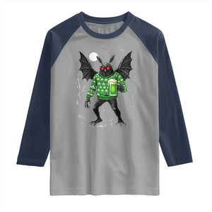 Funny Mothman St Patricks Day Raglan Shirt Gift For Cryptid Lovers TS12 Sport Gray Navy Print Your Wear