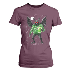 Funny Mothman St Patricks Day T Shirt For Women Gift For Cryptid Lovers TS12 Maroon Print Your Wear