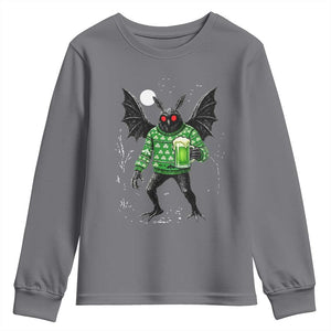 Funny Mothman St Patricks Day Youth Sweatshirt Gift For Cryptid Lovers TS12 Charcoal Print Your Wear