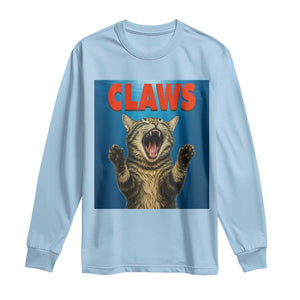 Funny Claws Cat Long Sleeve Shirt Horror Movie Parody TS12 Light Blue Print Your Wear