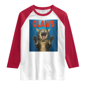 Funny Claws Cat Raglan Shirt Horror Movie Parody TS12 White Red Print Your Wear