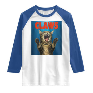Funny Claws Cat Raglan Shirt Horror Movie Parody TS12 White Royal Print Your Wear