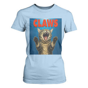 Funny Claws Cat T Shirt For Women Horror Movie Parody TS12 Light Blue Print Your Wear